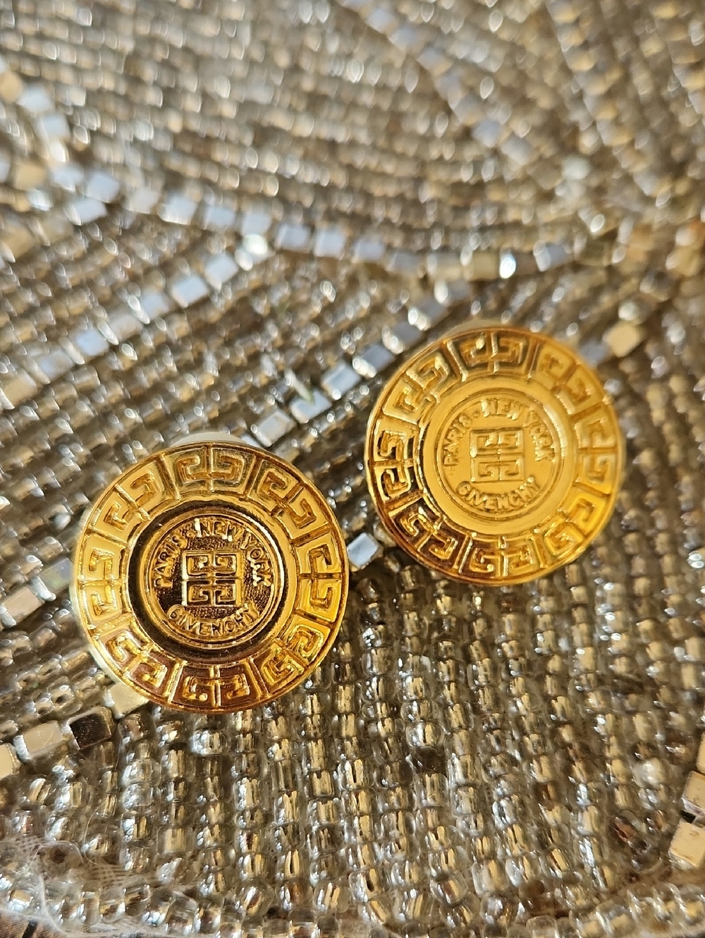 Givenchy Gold Medallion 4G Logo Earrings-Post Earrings